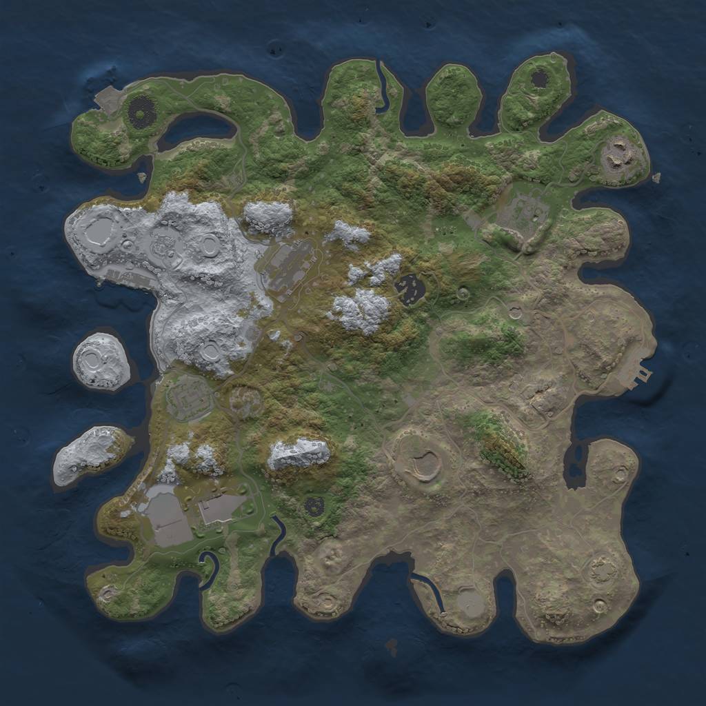 Rust Map: Procedural Map, Size: 3500, Seed: 751088601, 15 Monuments