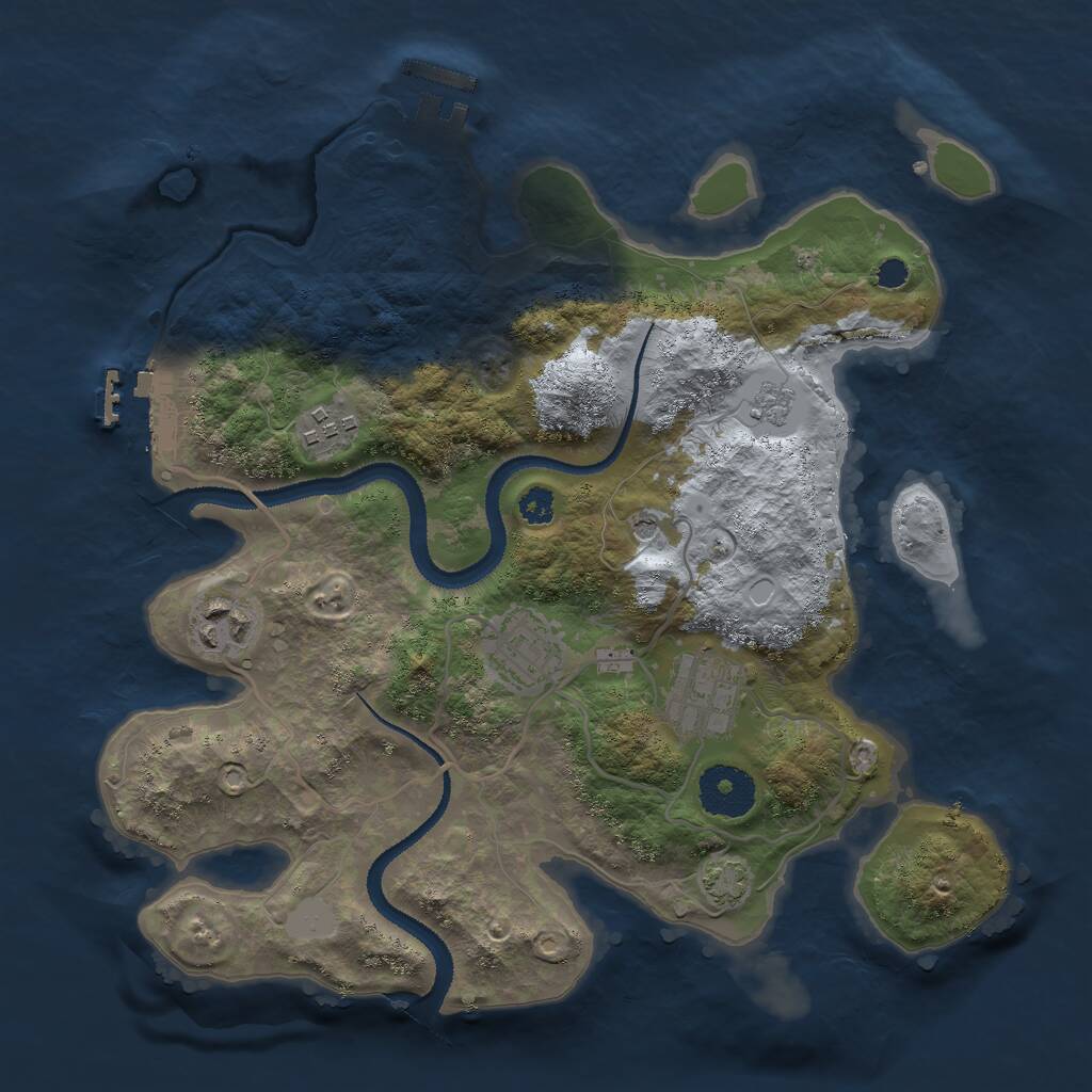 Rust Map: Procedural Map, Size: 3000, Seed: 59595959, 10 Monuments