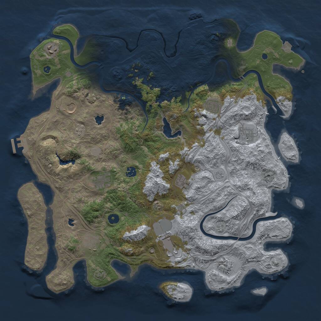 Rust Map: Procedural Map, Size: 4500, Seed: 77646, 17 Monuments