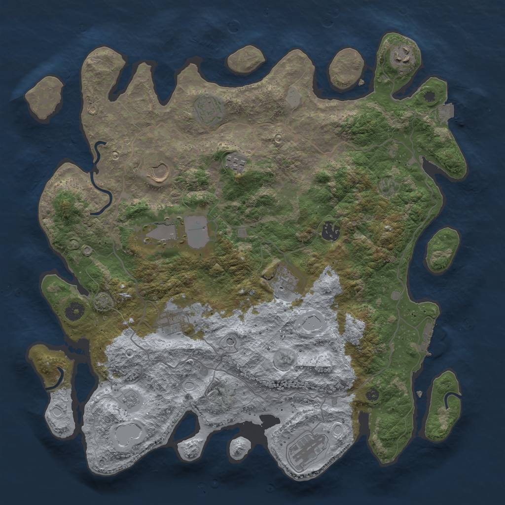 Rust Map: Procedural Map, Size: 4000, Seed: 139090135, 16 Monuments