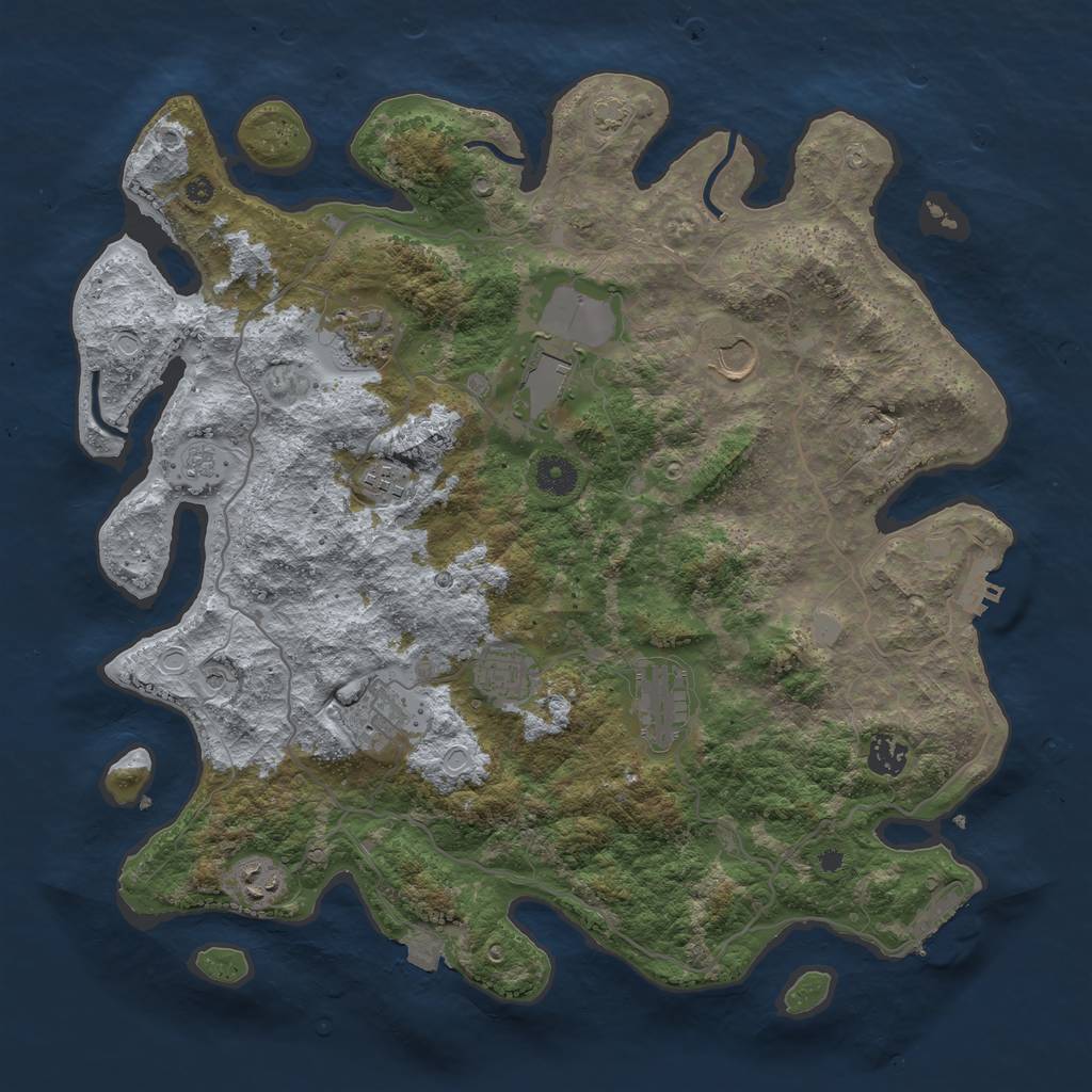 Rust Map: Procedural Map, Size: 4000, Seed: 3502, 17 Monuments
