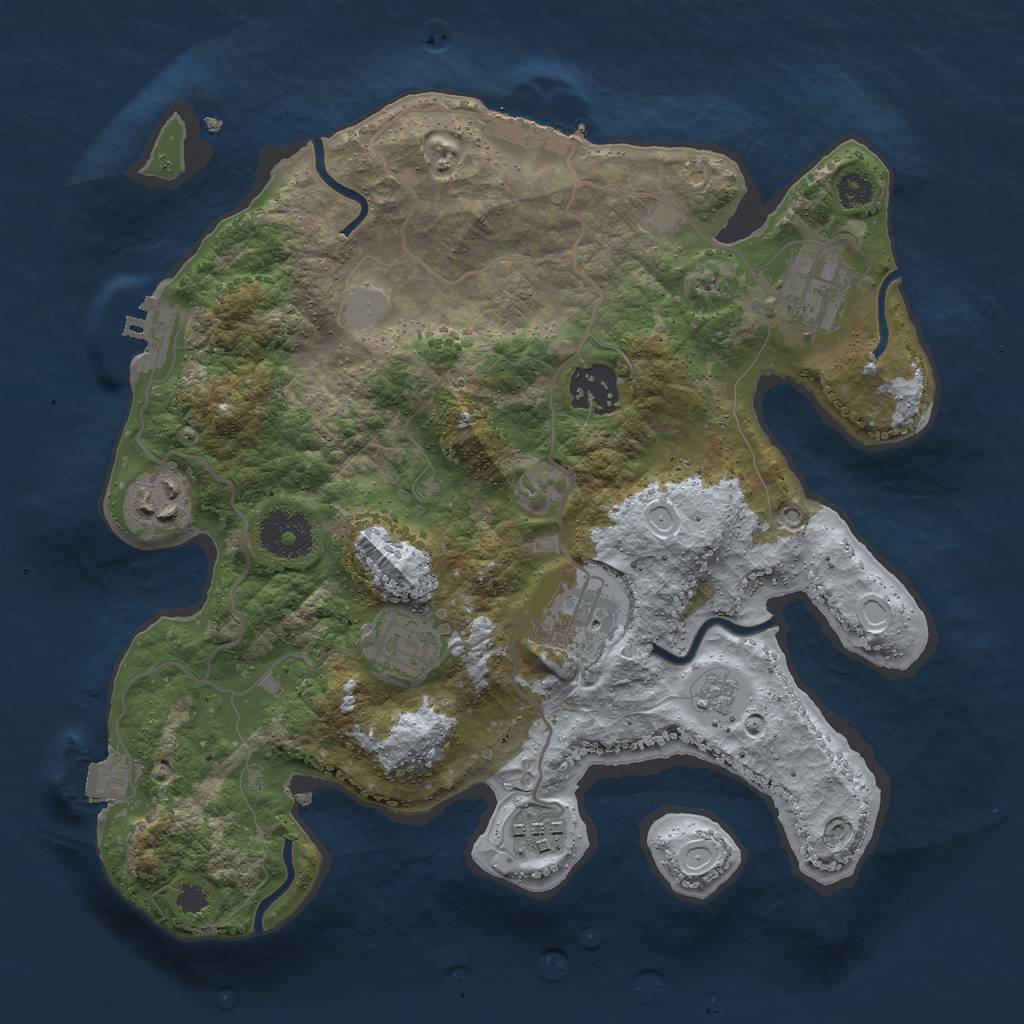 Rust Map: Procedural Map, Size: 3000, Seed: 2750, 12 Monuments