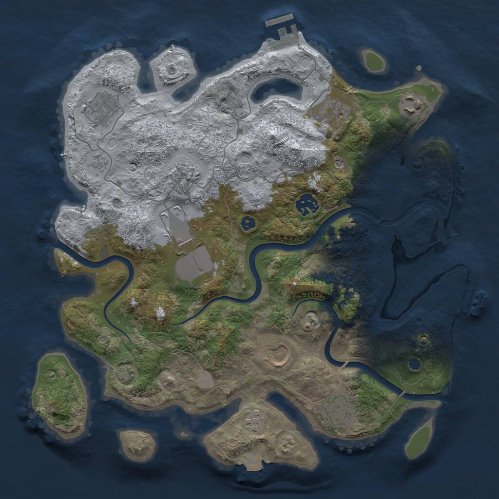 Rust Map: Procedural Map, Size: 3500, Seed: 144625804, 15 Monuments