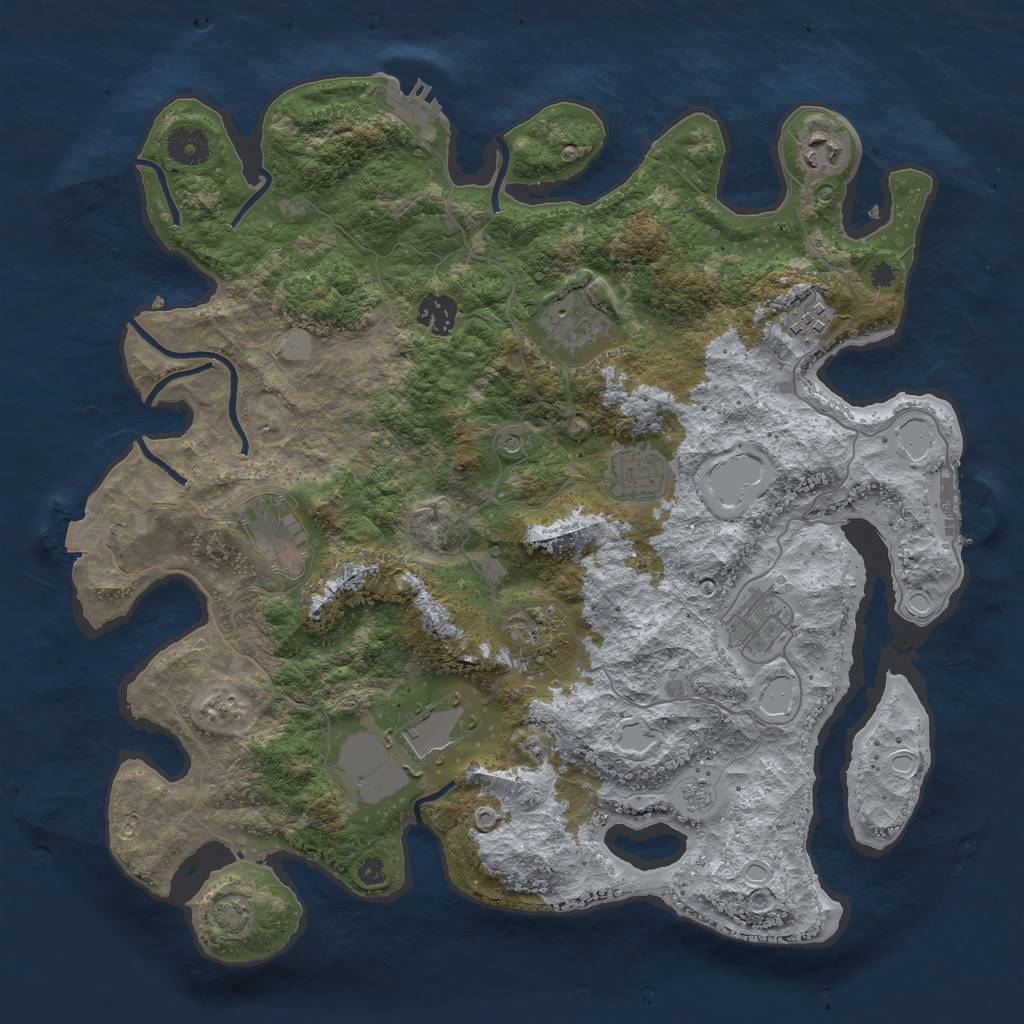Rust Map: Procedural Map, Size: 3800, Seed: 6247414, 17 Monuments