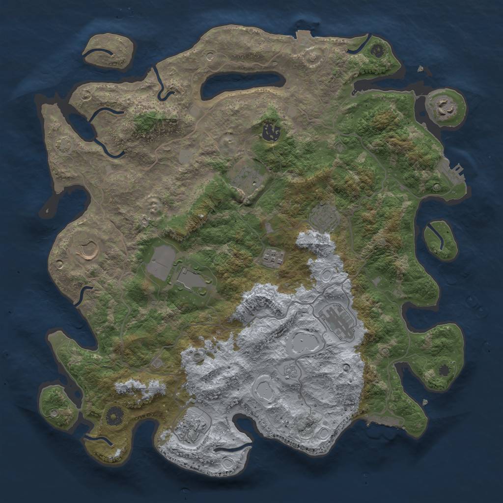Rust Map: Procedural Map, Size: 4000, Seed: 921972745, 17 Monuments