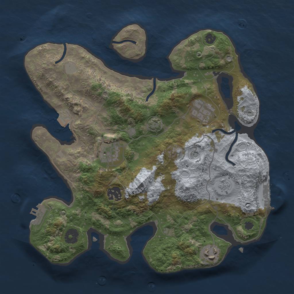 Rust Map: Procedural Map, Size: 3000, Seed: 1469153373, 12 Monuments