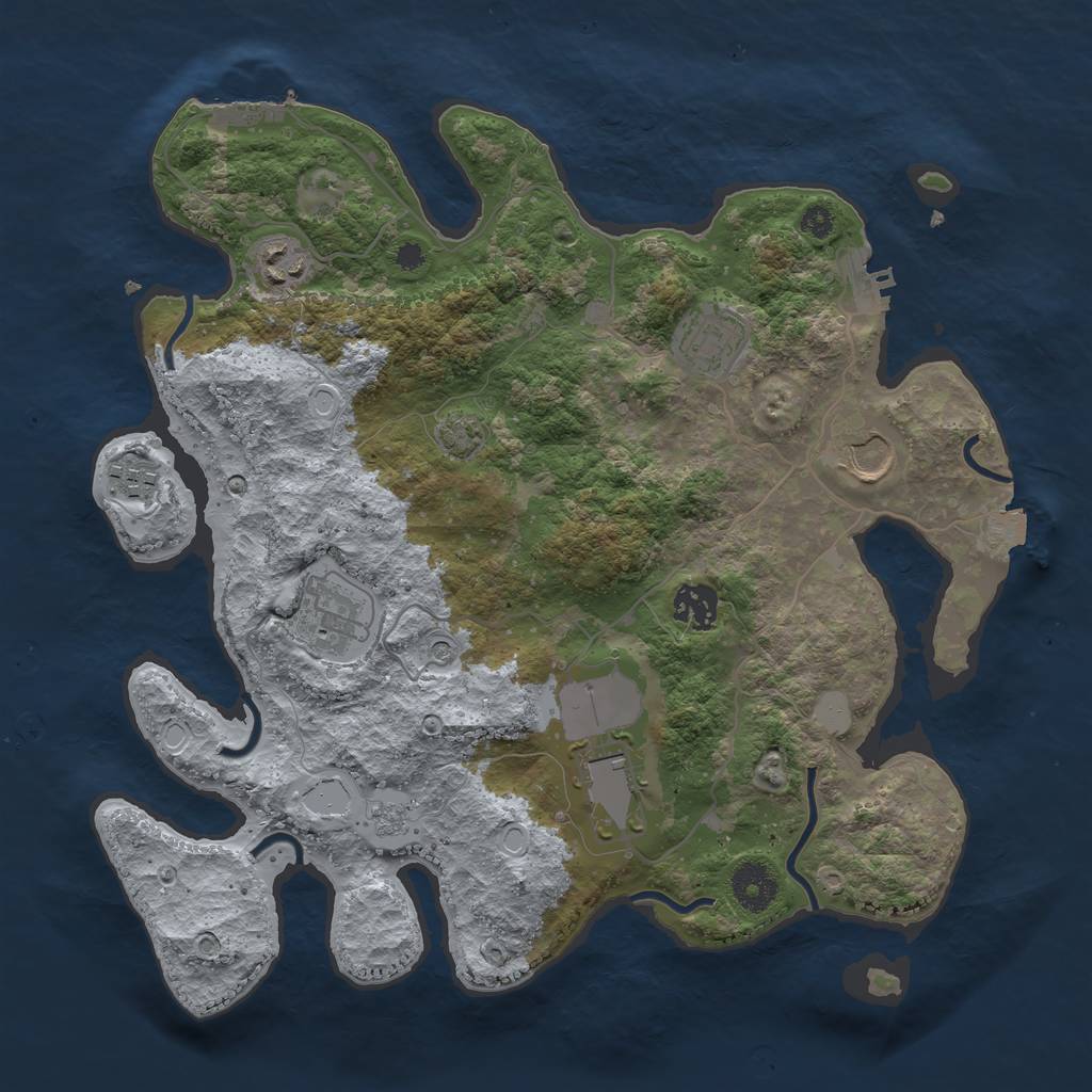Rust Map: Procedural Map, Size: 3500, Seed: 1485875010, 15 Monuments