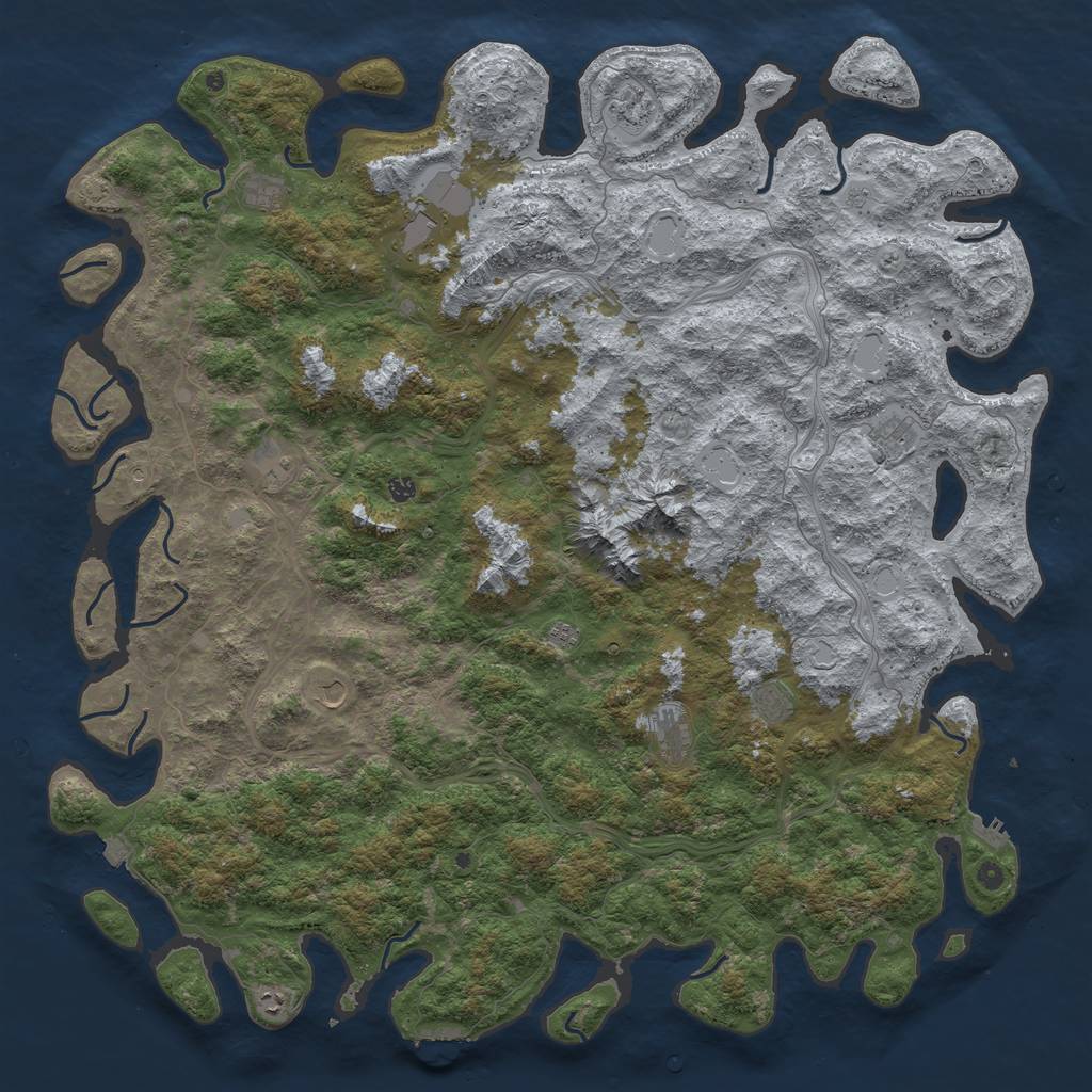 Rust Map: Procedural Map, Size: 6000, Seed: 74674896, 19 Monuments