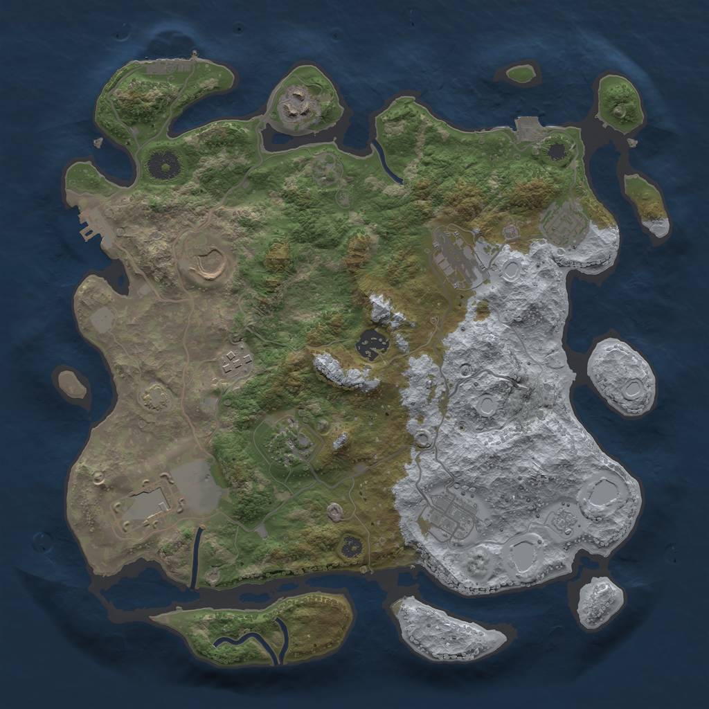 Rust Map: Procedural Map, Size: 3500, Seed: 341359417, 16 Monuments