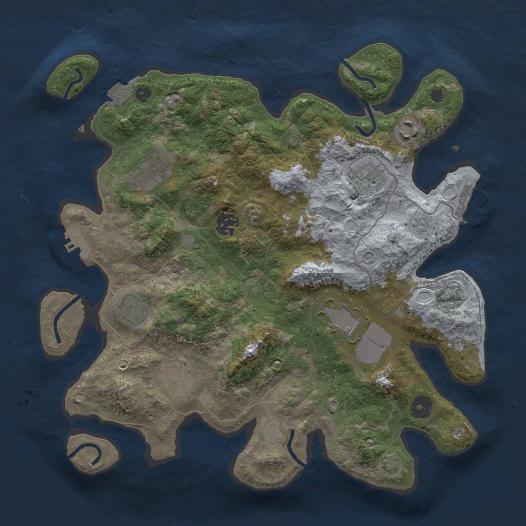 Rust Map: Procedural Map, Size: 3500, Seed: 477995912, 15 Monuments