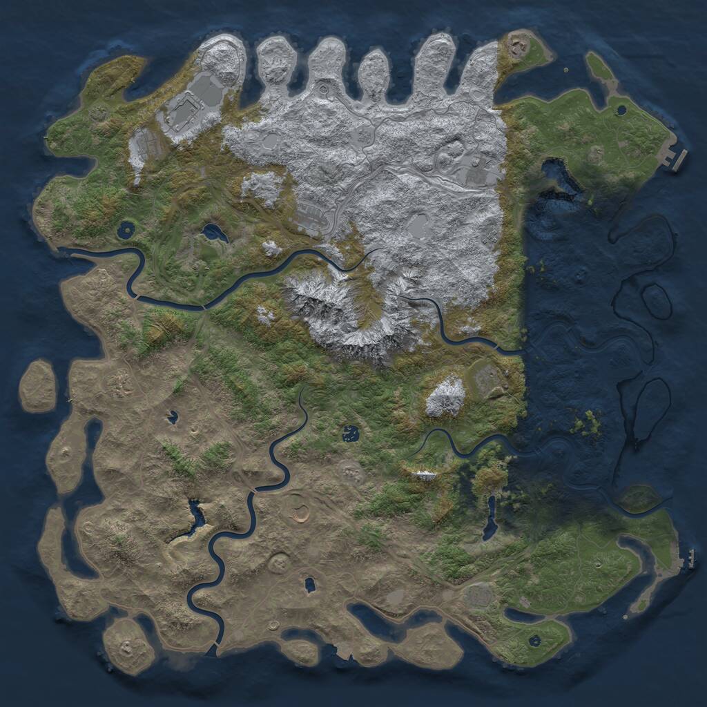 Rust Map: Procedural Map, Size: 6000, Seed: 51286, 17 Monuments