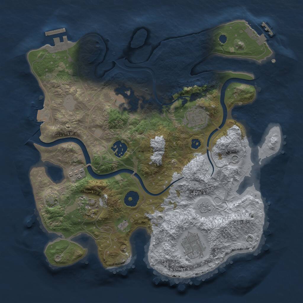 Rust Map: Procedural Map, Size: 3000, Seed: 1266966920, 12 Monuments