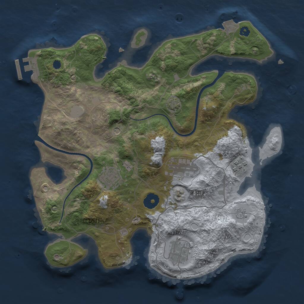 Rust Map: Procedural Map, Size: 3000, Seed: 1266966920, 9 Monuments