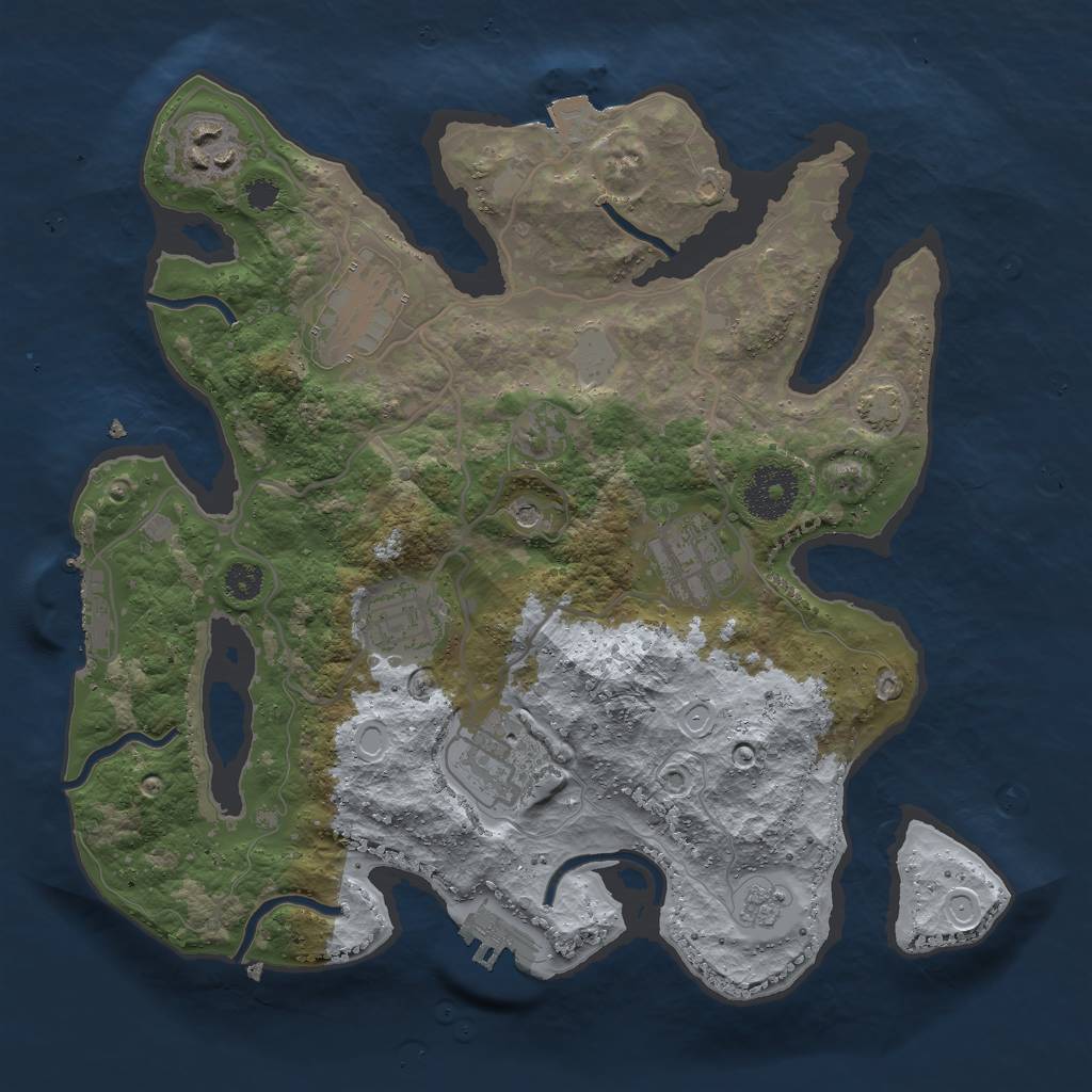 Rust Map: Procedural Map, Size: 3000, Seed: 752537655, 13 Monuments