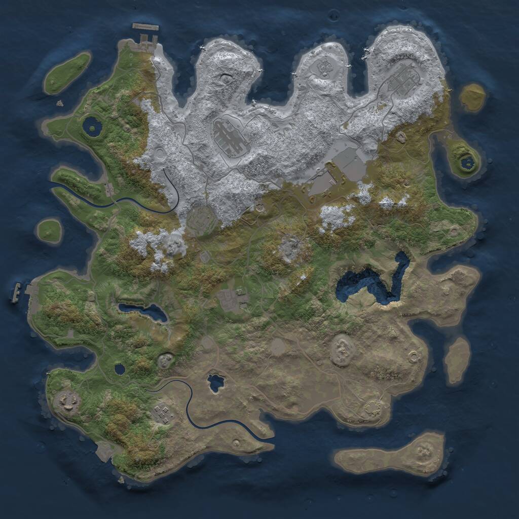 Rust Map: Procedural Map, Size: 4000, Seed: 1846188966, 13 Monuments