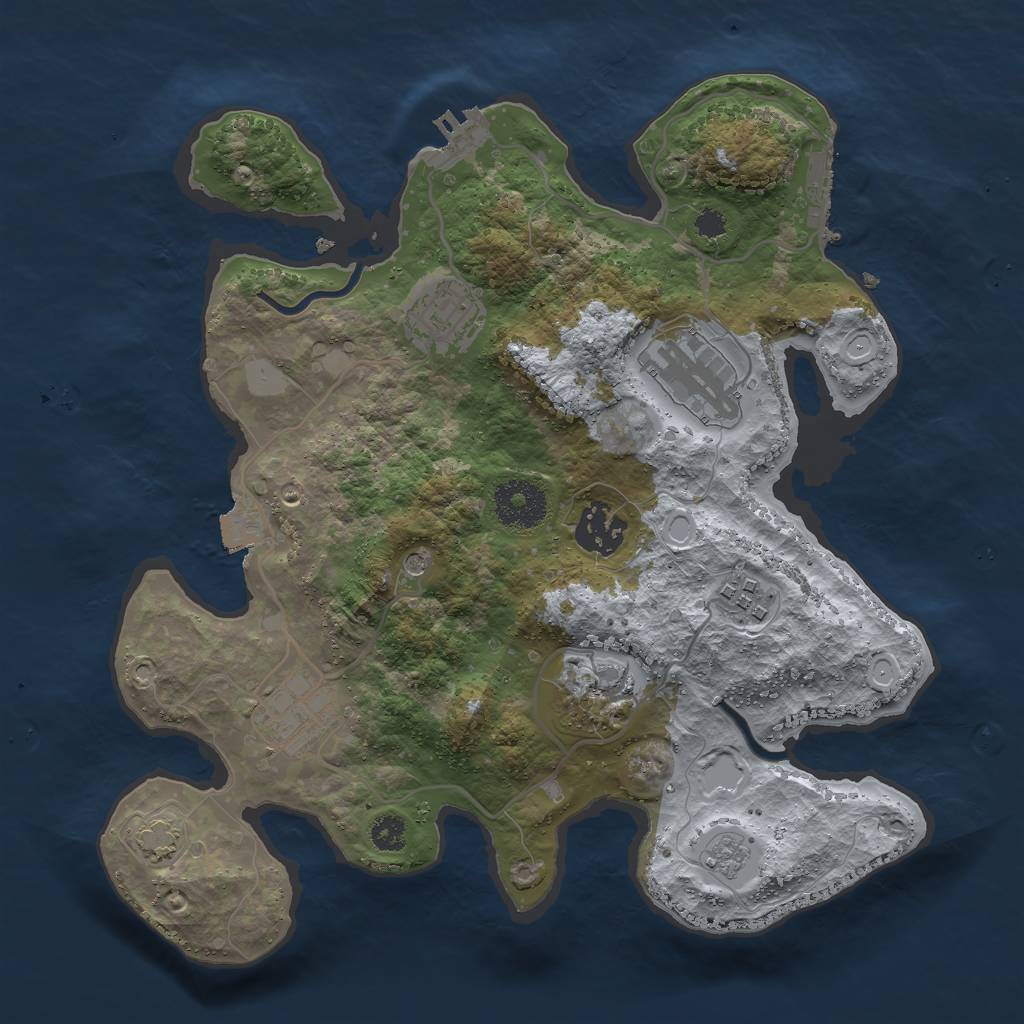 Rust Map: Procedural Map, Size: 3000, Seed: 852158821, 14 Monuments