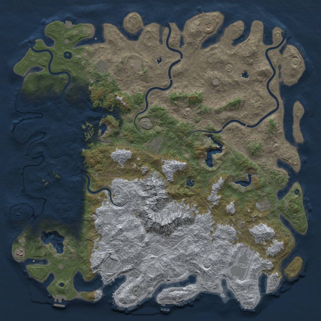 Rust Map: Procedural Map, Size: 6000, Seed: 704244899, 17 Monuments