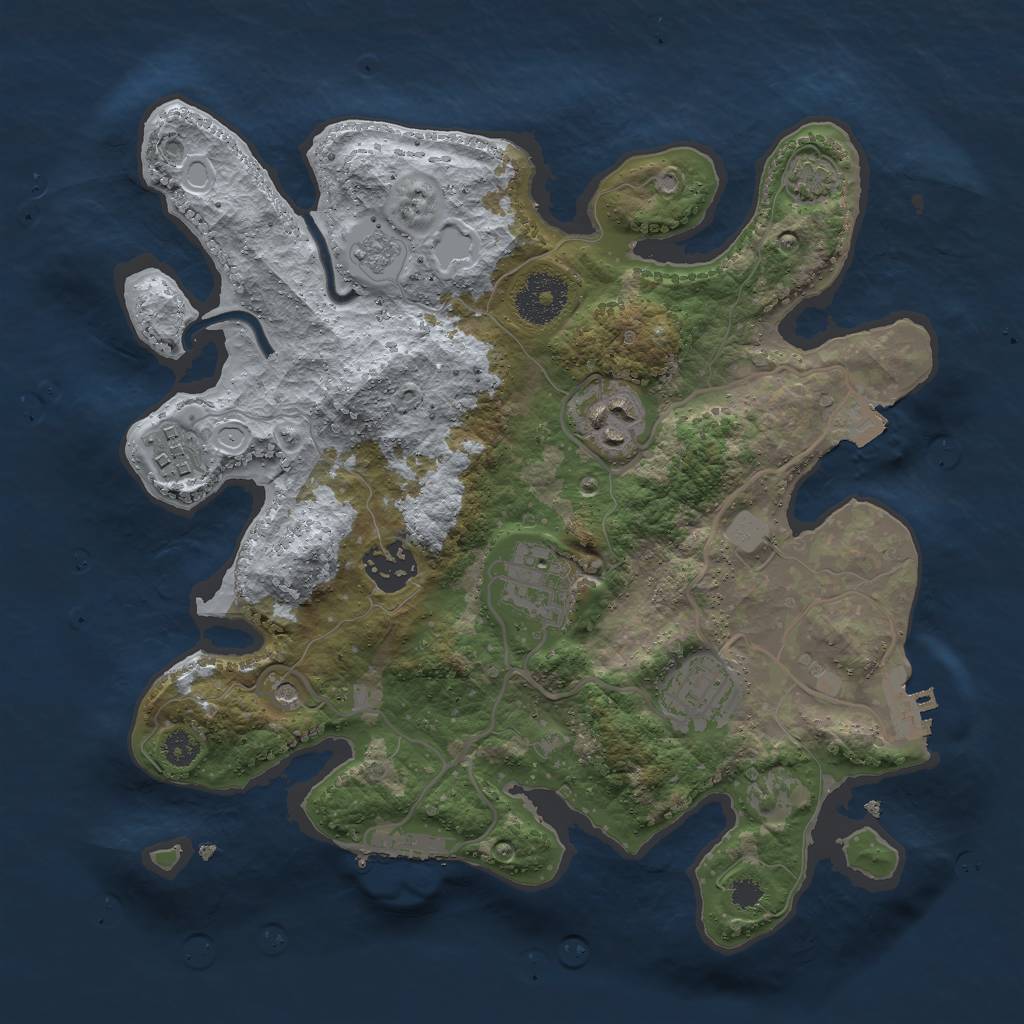 Rust Map: Procedural Map, Size: 3000, Seed: 7301549, 13 Monuments