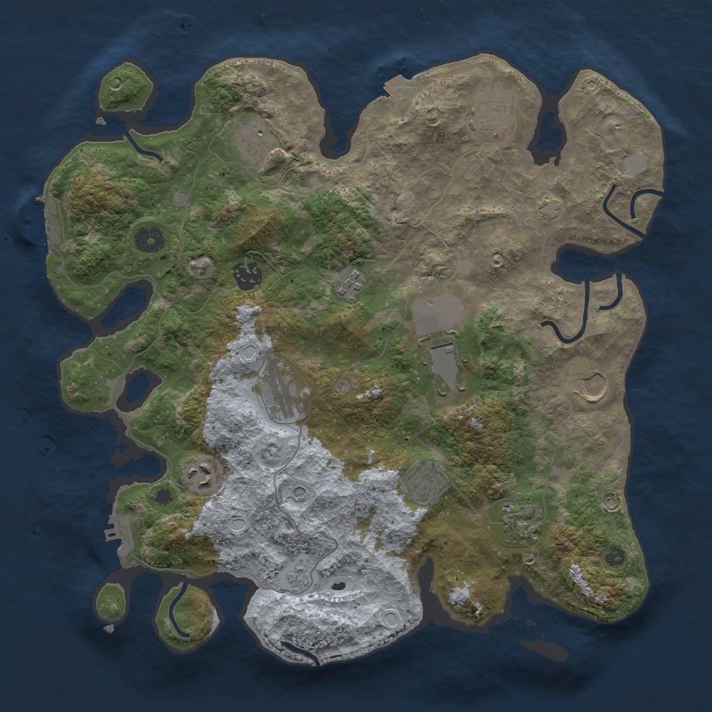 Rust Map: Procedural Map, Size: 3700, Seed: 1198808158, 18 Monuments