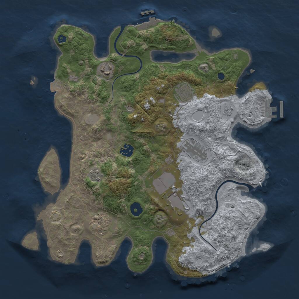 Rust Map: Procedural Map, Size: 3500, Seed: 138667414, 13 Monuments