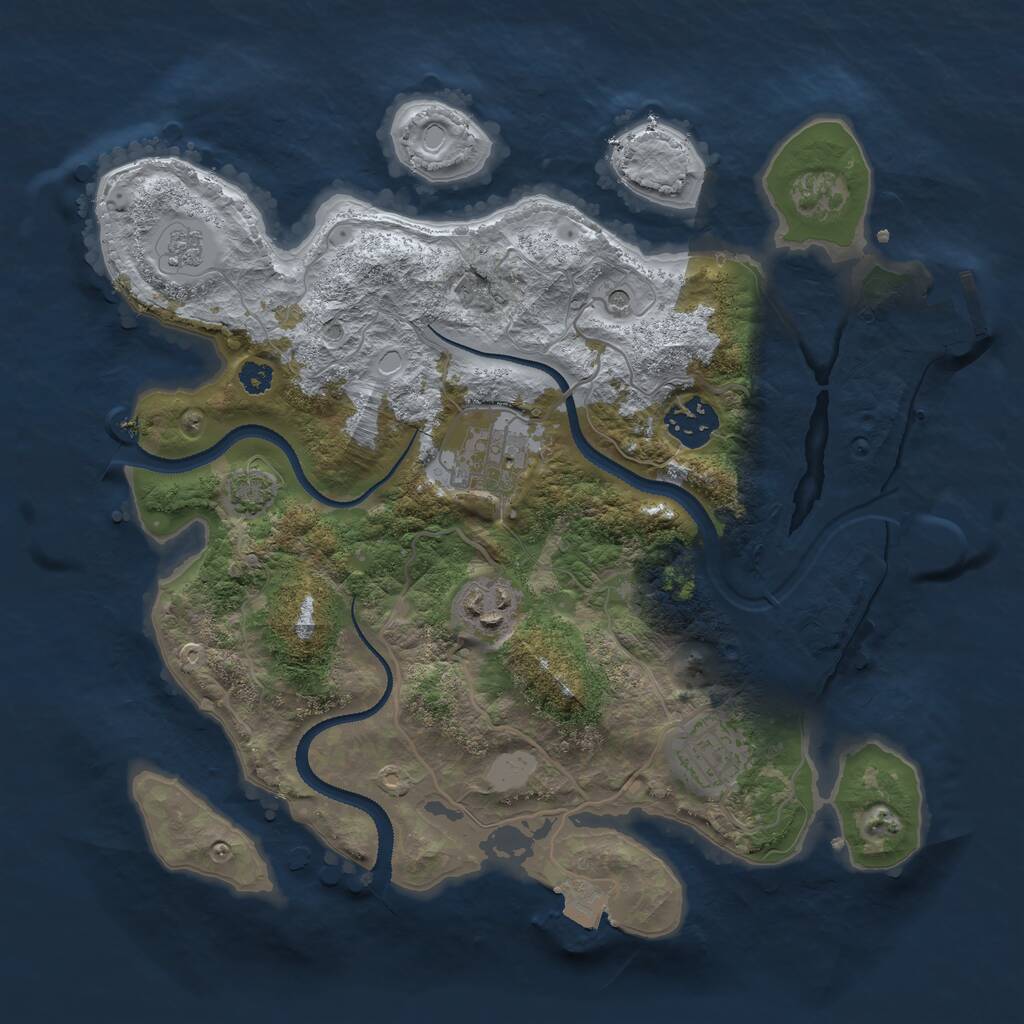 Rust Map: Procedural Map, Size: 3100, Seed: 1019458647, 9 Monuments
