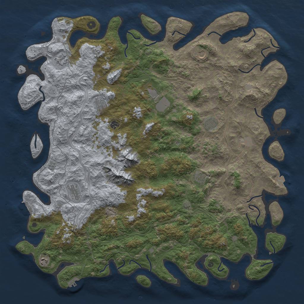 Rust Map: Procedural Map, Size: 5500, Seed: 740701353, 19 Monuments