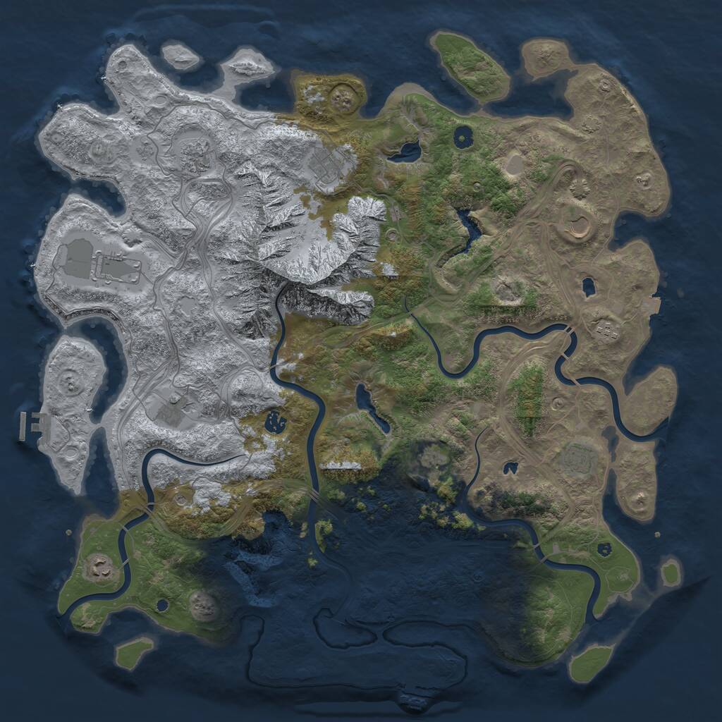 Rust Map: Procedural Map, Size: 5000, Seed: 742411528, 16 Monuments