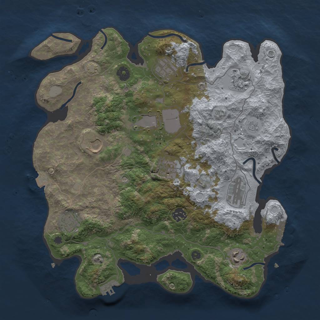 Rust Map: Procedural Map, Size: 3500, Seed: 533970181, 17 Monuments