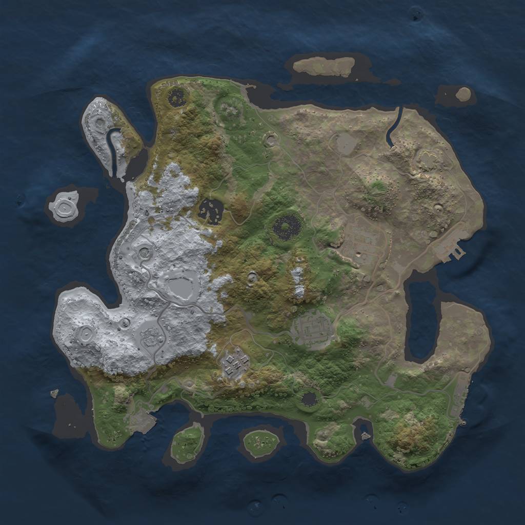 Rust Map: Procedural Map, Size: 3000, Seed: 1761171110, 12 Monuments
