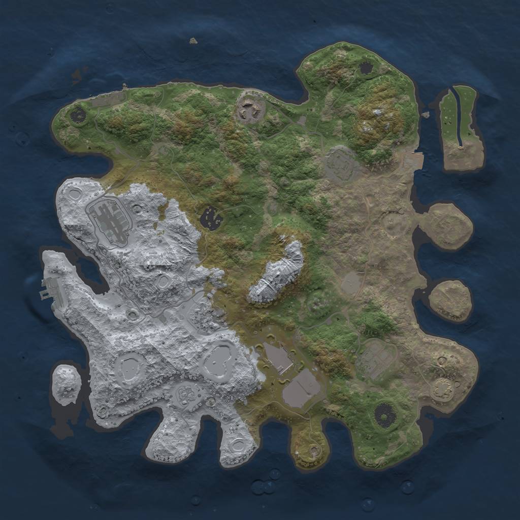 Rust Map: Procedural Map, Size: 3500, Seed: 25458103, 14 Monuments