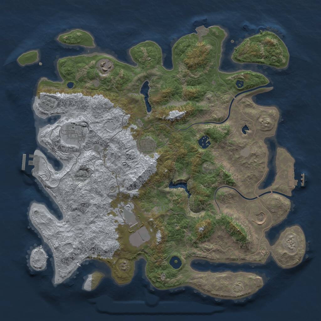 Rust Map: Procedural Map, Size: 4000, Seed: 224974688, 13 Monuments