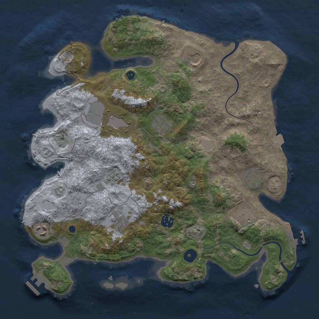 Rust Map: Procedural Map, Size: 3700, Seed: 1427271290, 15 Monuments