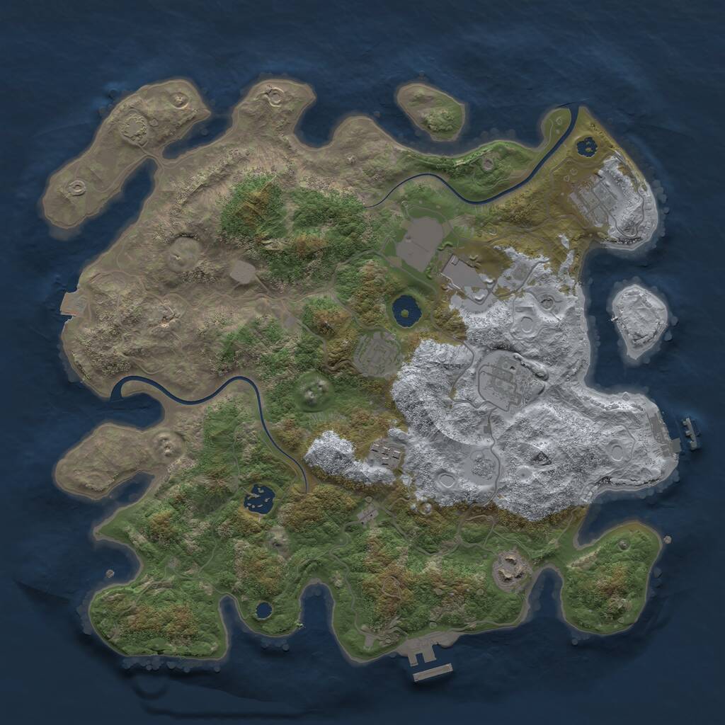 Rust Map: Procedural Map, Size: 3700, Seed: 462871691, 13 Monuments