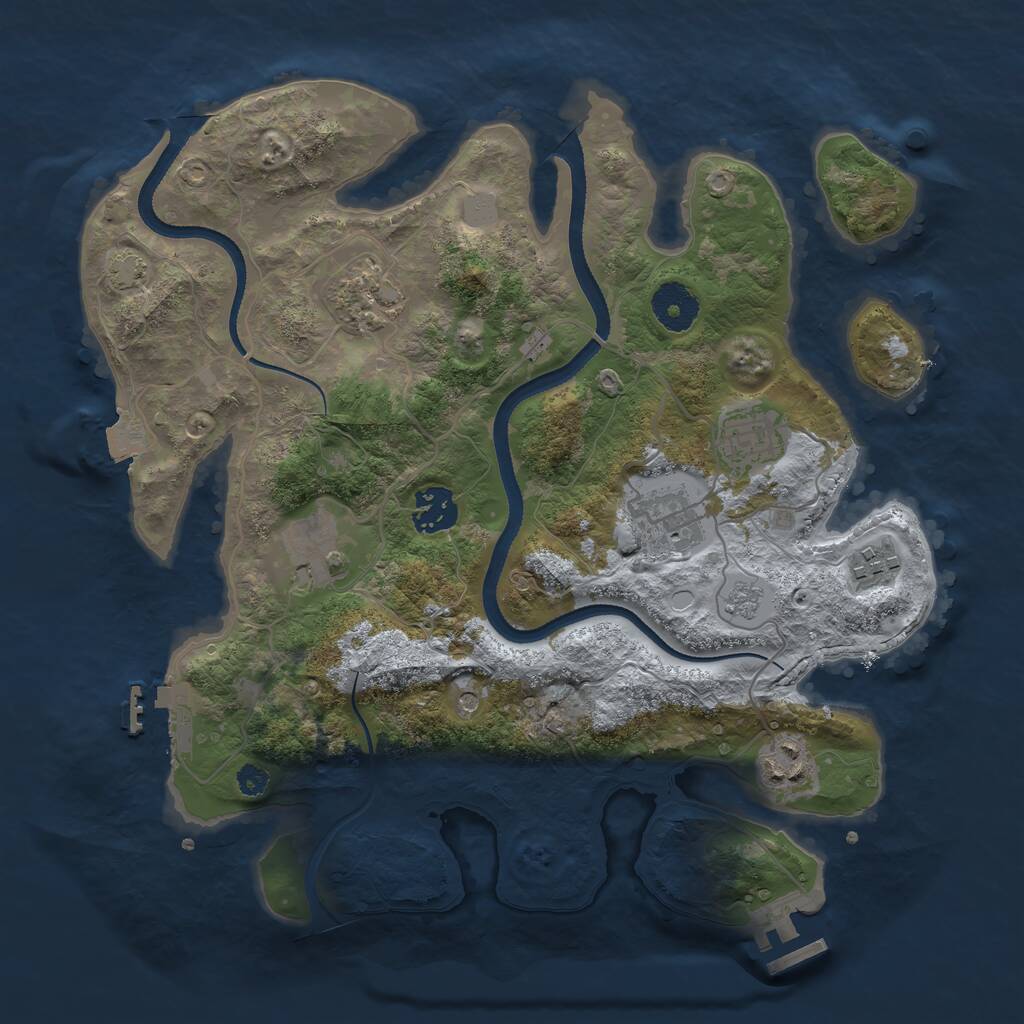 Rust Map: Procedural Map, Size: 3300, Seed: 648263764, 13 Monuments