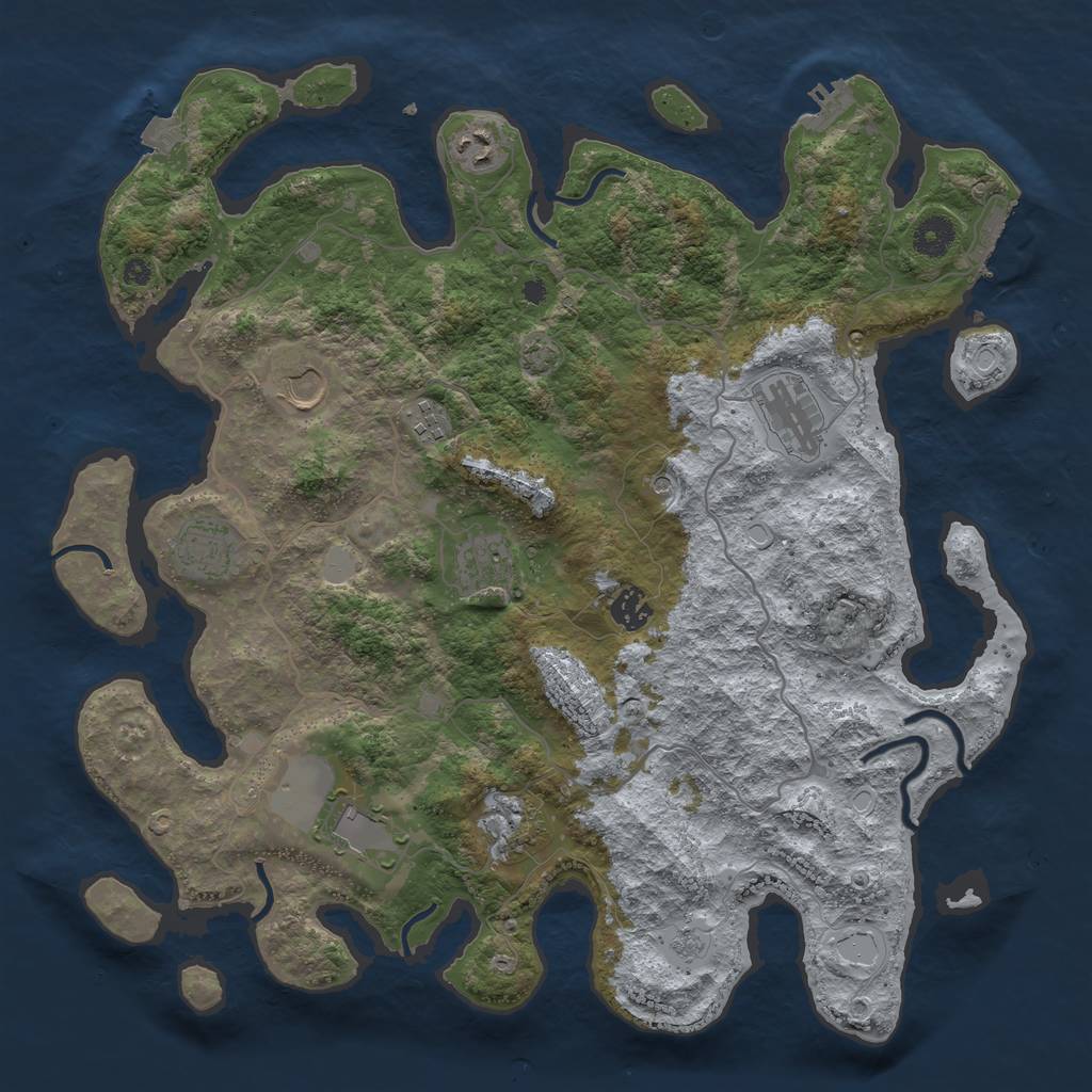 Rust Map: Procedural Map, Size: 4000, Seed: 133515165, 17 Monuments