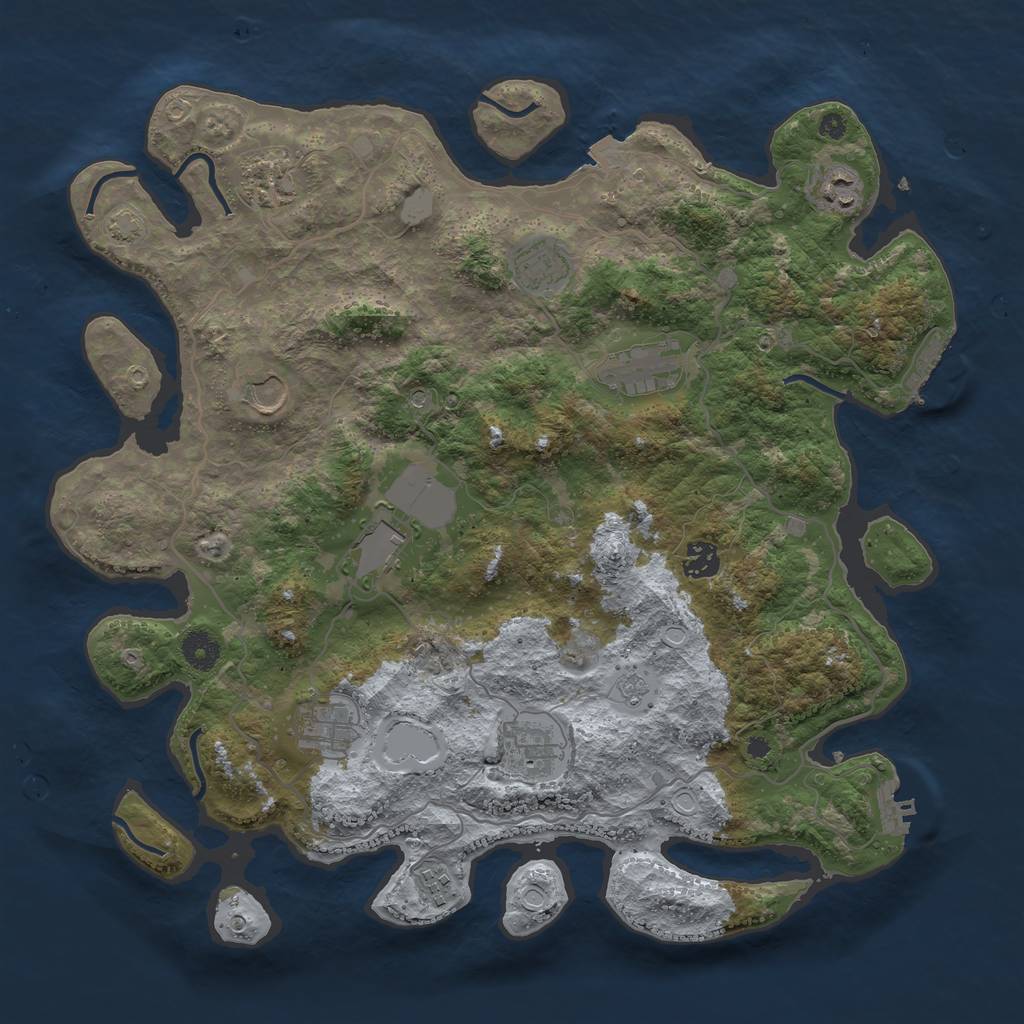 Rust Map: Procedural Map, Size: 4000, Seed: 1015012445, 18 Monuments