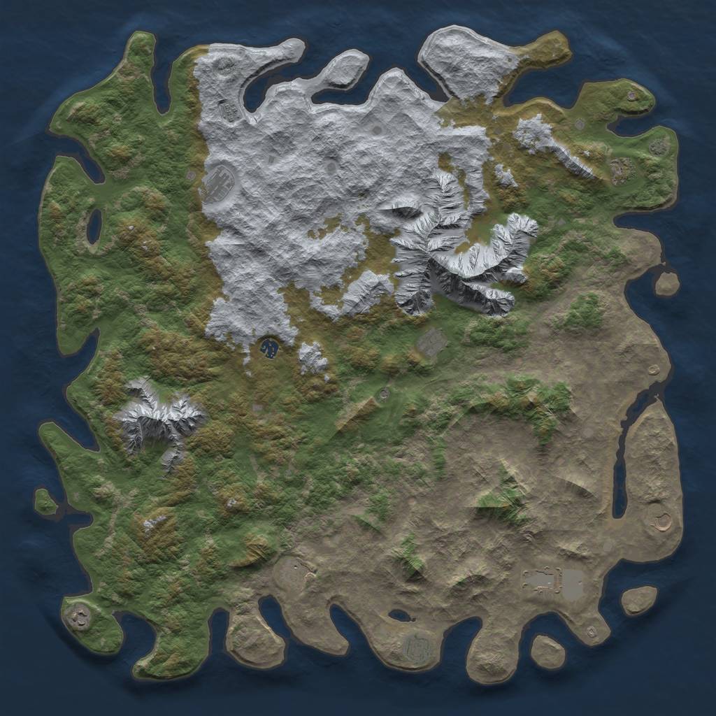 Rust Map: Barren, Size: 6000, Seed: 47892, 14 Monuments