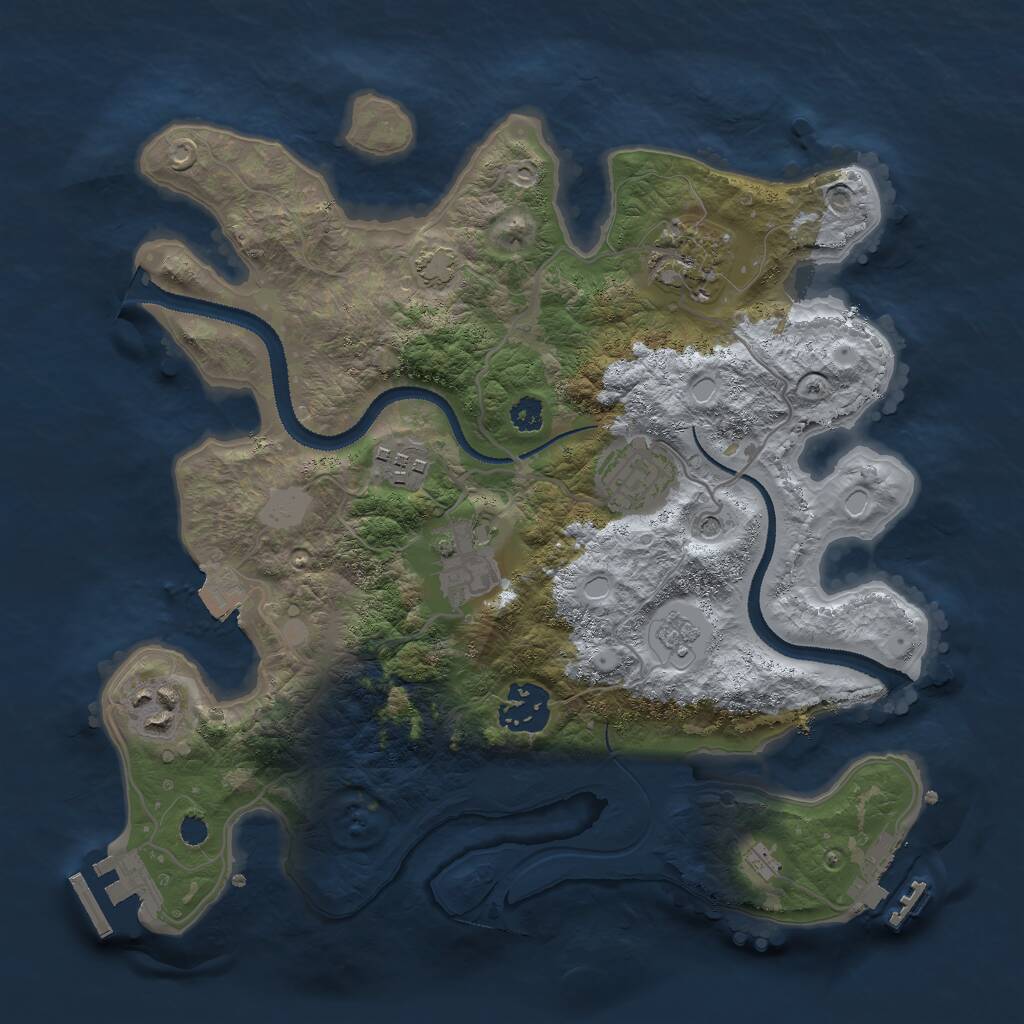 Rust Map: Procedural Map, Size: 3000, Seed: 459843519, 12 Monuments