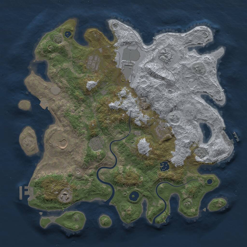 Rust Map: Procedural Map, Size: 3800, Seed: 707686693, 15 Monuments