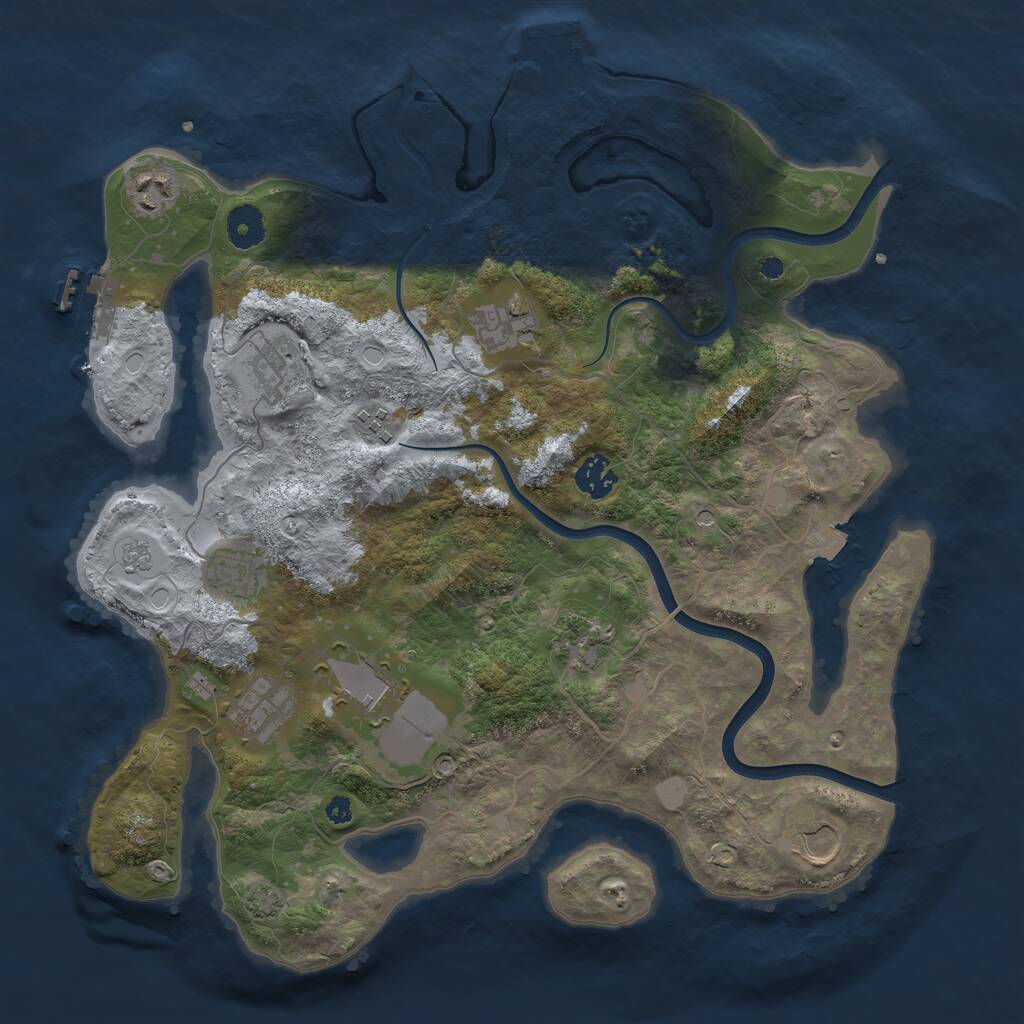 Rust Map: Procedural Map, Size: 3750, Seed: 1988341805, 16 Monuments