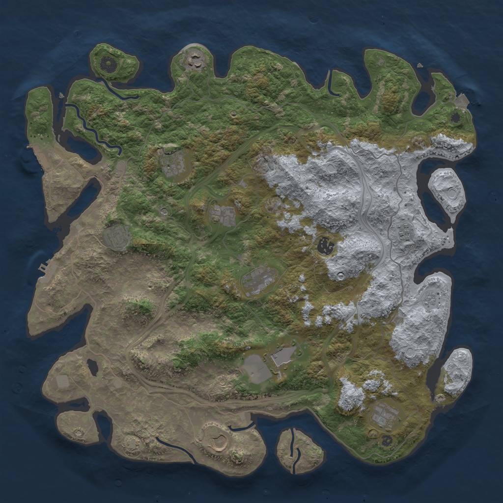 Rust Map: Procedural Map, Size: 4500, Seed: 3443878, 18 Monuments