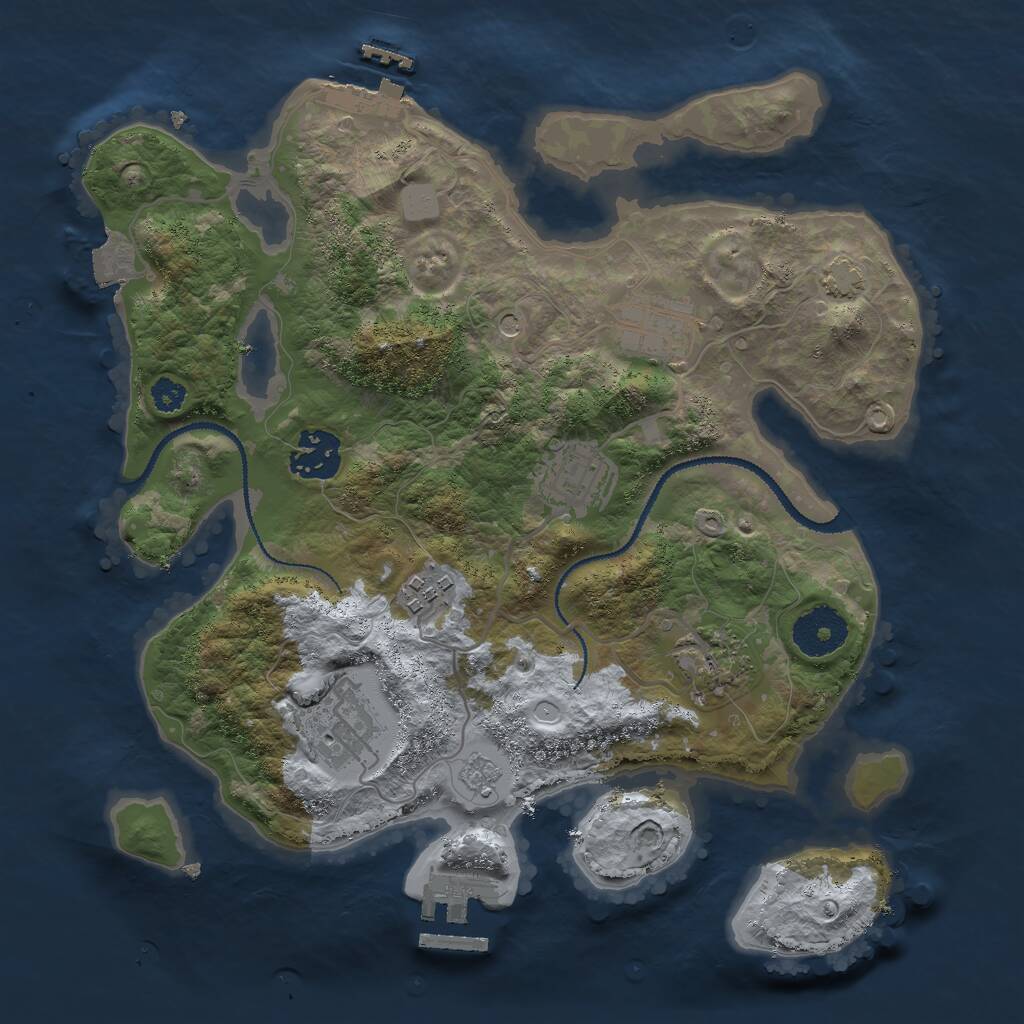 Rust Map: Procedural Map, Size: 3000, Seed: 29121, 12 Monuments