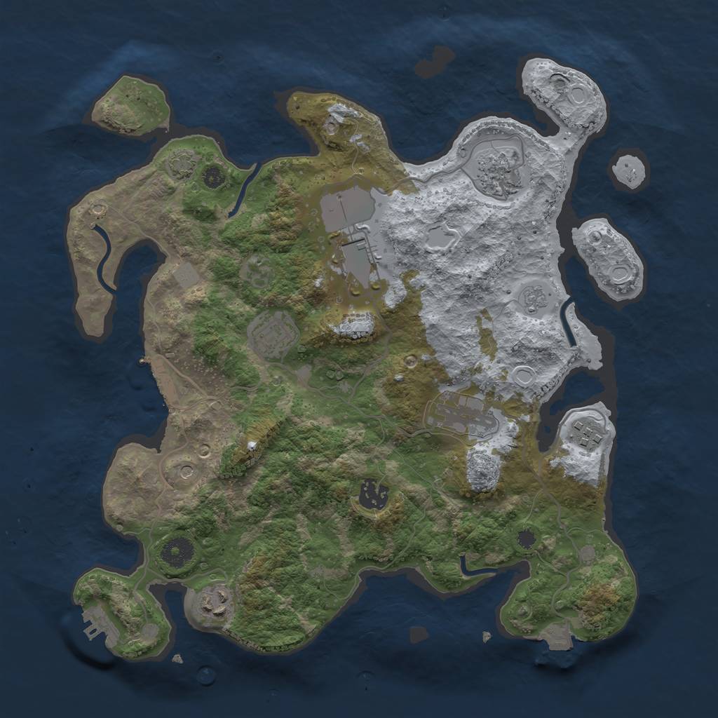 Rust Map: Procedural Map, Size: 3500, Seed: 954695390, 15 Monuments