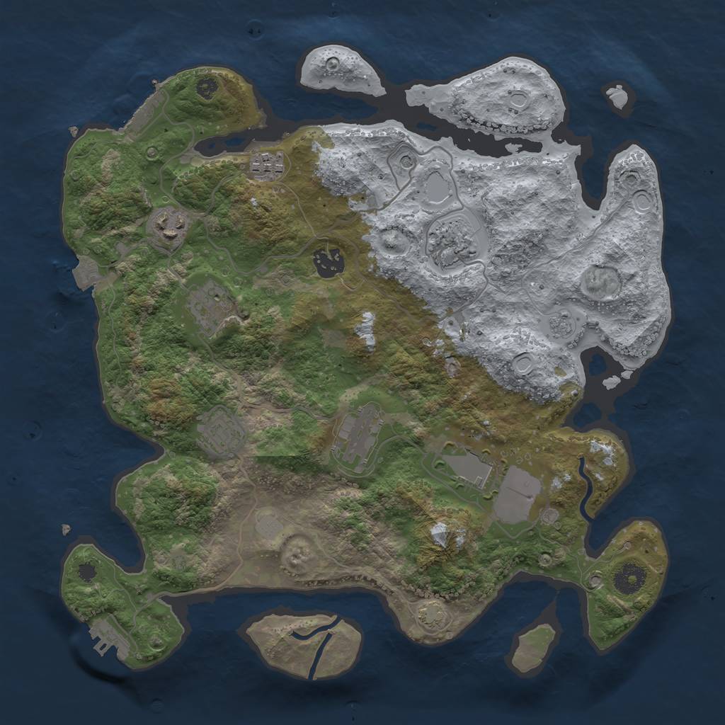 Rust Map: Procedural Map, Size: 3500, Seed: 1522984663, 16 Monuments