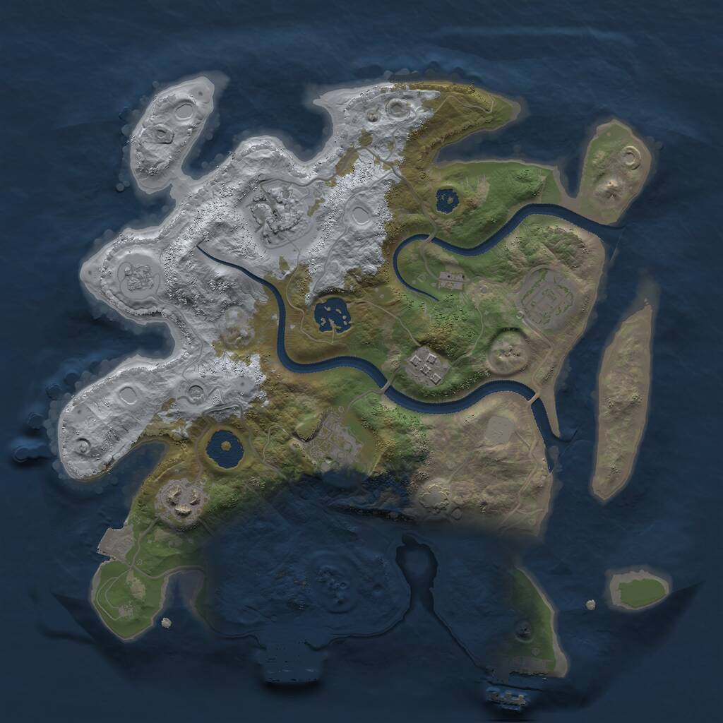 Rust Map: Procedural Map, Size: 3000, Seed: 484616446, 12 Monuments
