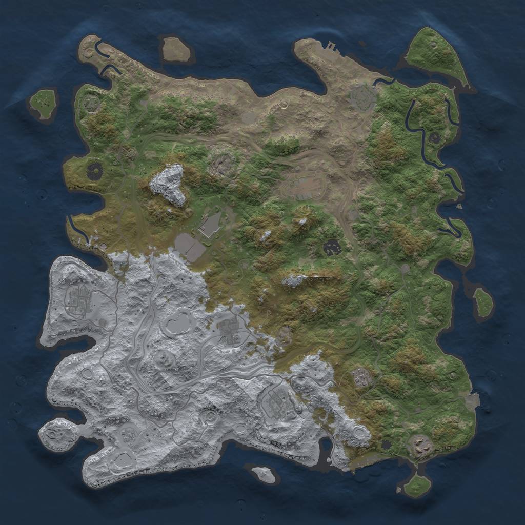 Rust Map: Procedural Map, Size: 4500, Seed: 434181116, 17 Monuments