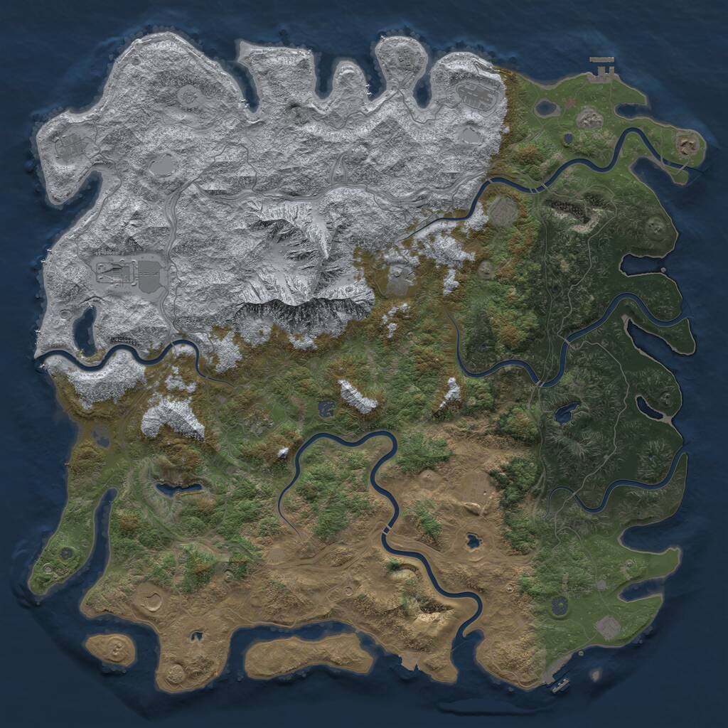 Rust Map: Procedural Map, Size: 6000, Seed: 769591509, 19 Monuments