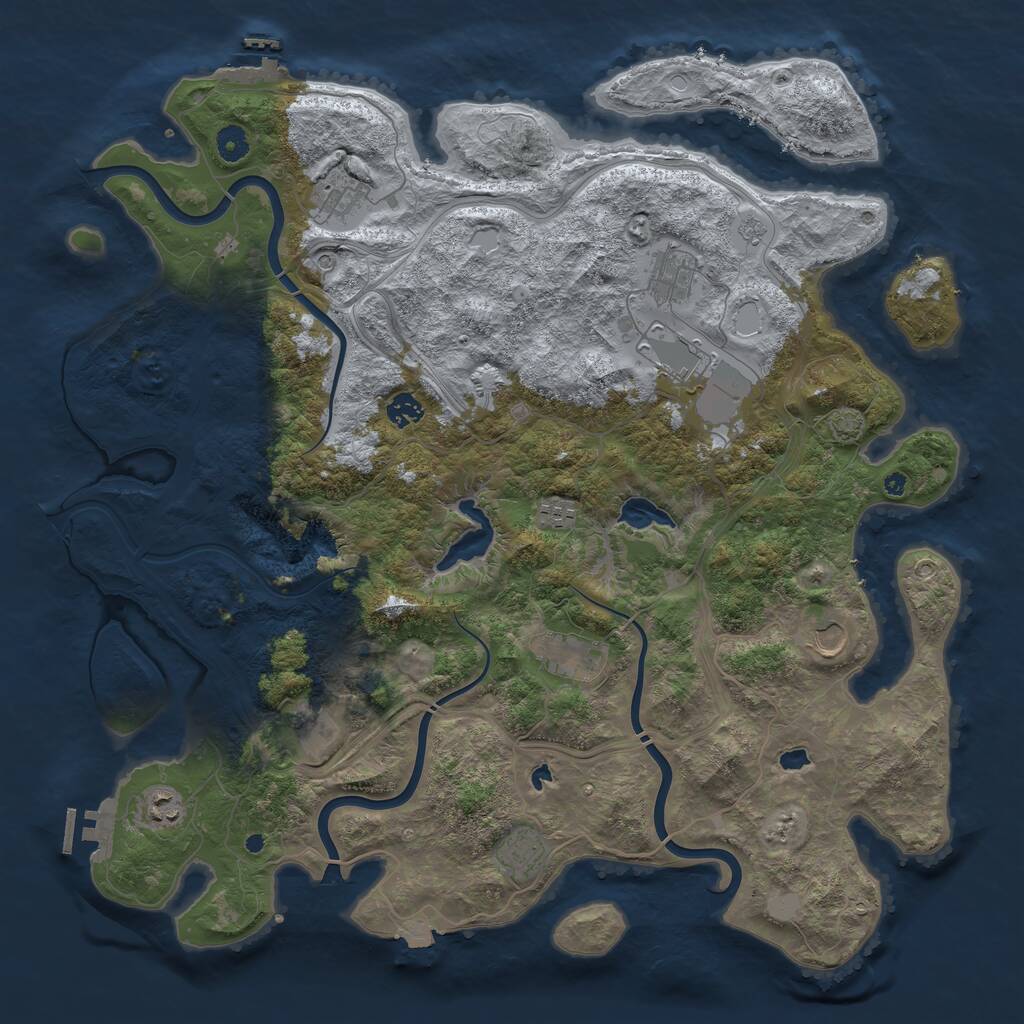 Rust Map: Procedural Map, Size: 4500, Seed: 749311354, 16 Monuments