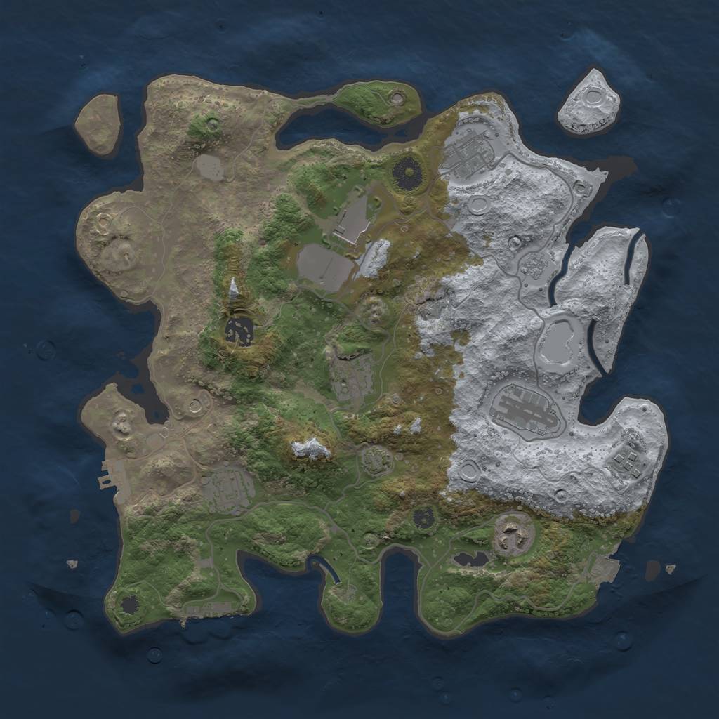 Rust Map: Procedural Map, Size: 3500, Seed: 1232216239, 16 Monuments