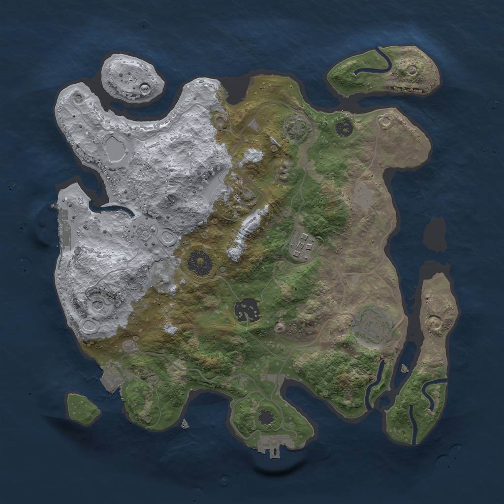 Rust Map: Procedural Map, Size: 3000, Seed: 16913, 12 Monuments